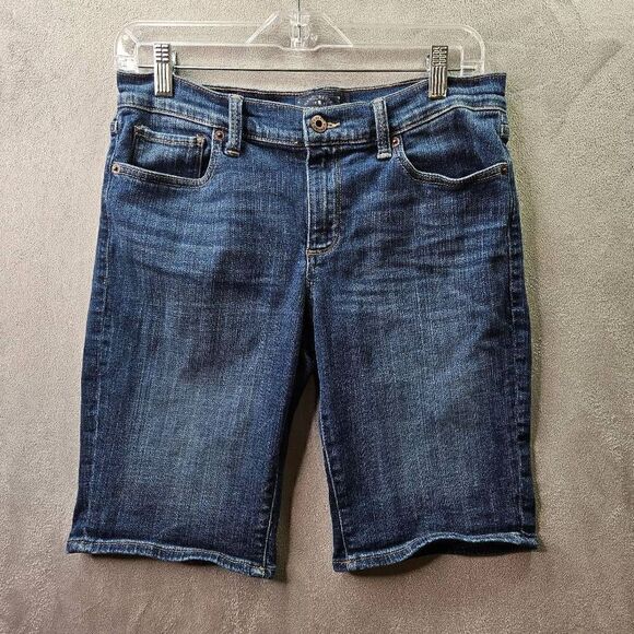 Lucky Brand Shorts Womens 4/27 Blue Bermuda Solid Flat Front Denim - Picture 1 of 10
